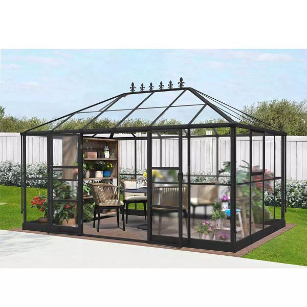 Kasvihuone Royard 12 m² musta Todella iso ja näyttävä kasvihuone