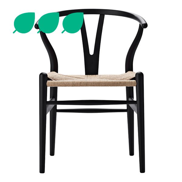 CH24 Wishbone chair, black oak - natural cord