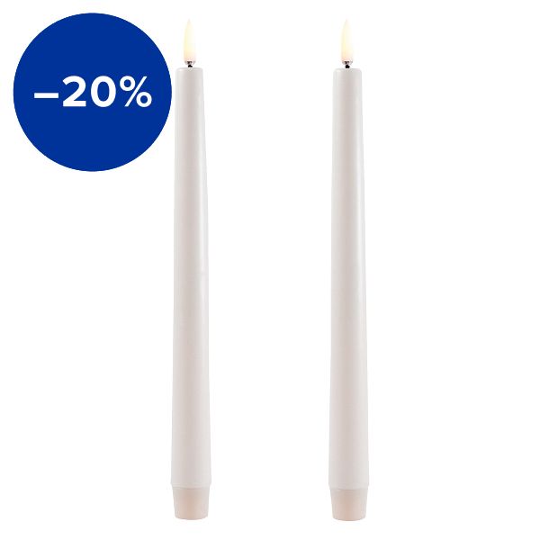 LED taper candle, 25 cm, 2 pcs, vanilla