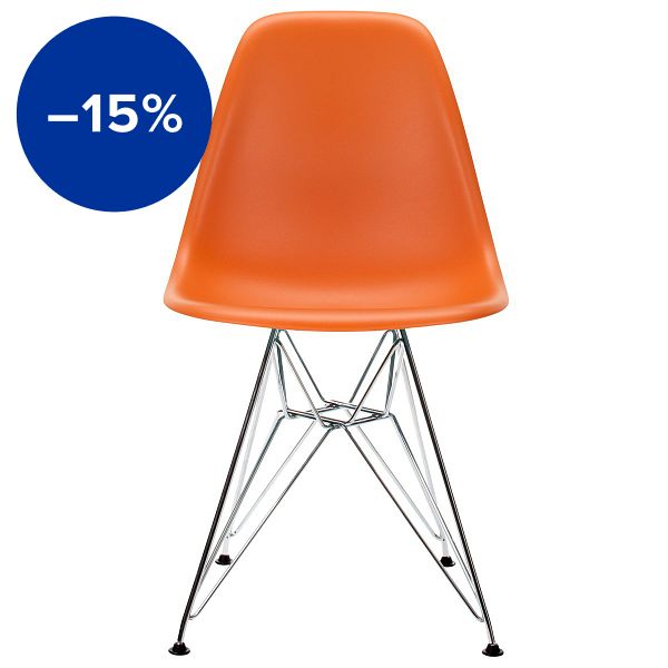 Eames DSR chair, rusty orange RE - chrome