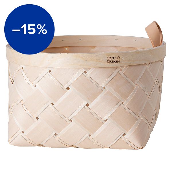 Lastu birch basket, round, M