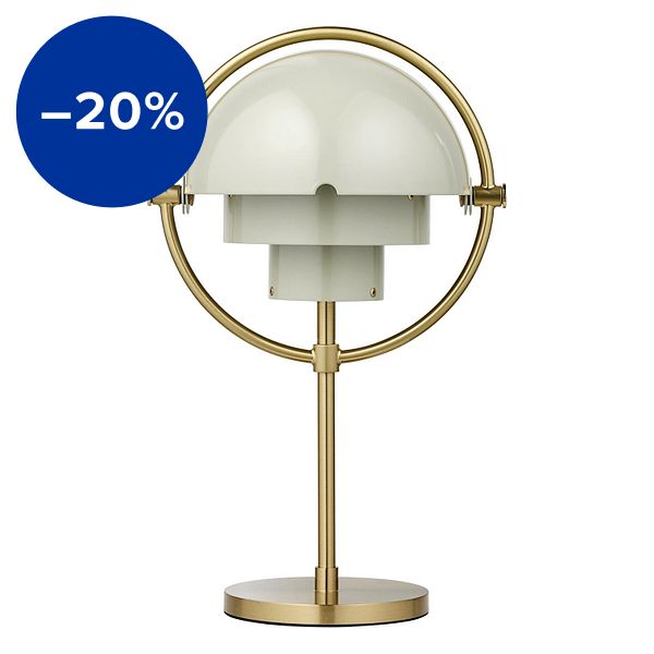 Multi-lite portable table lamp, brass - pastel grey