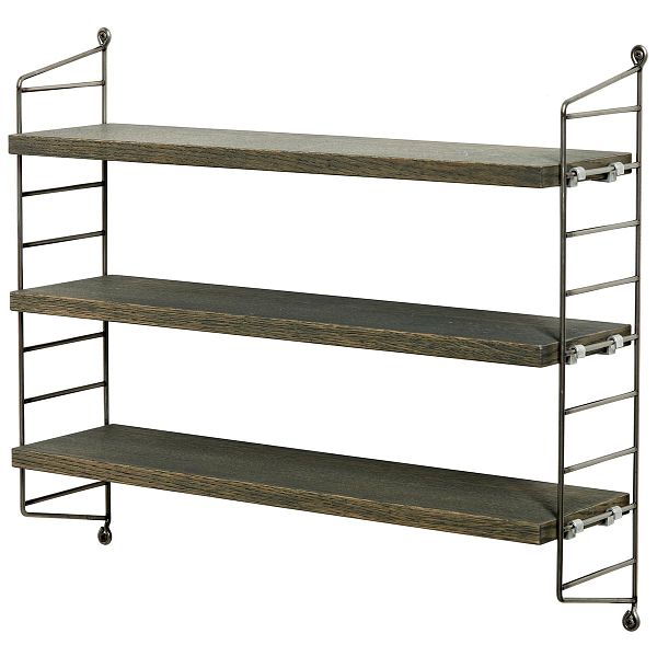 String Pocket shelf, Special Edition, grey oak - raw metal