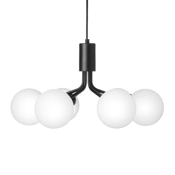 Apiales 6 pendant, satin black - opal white