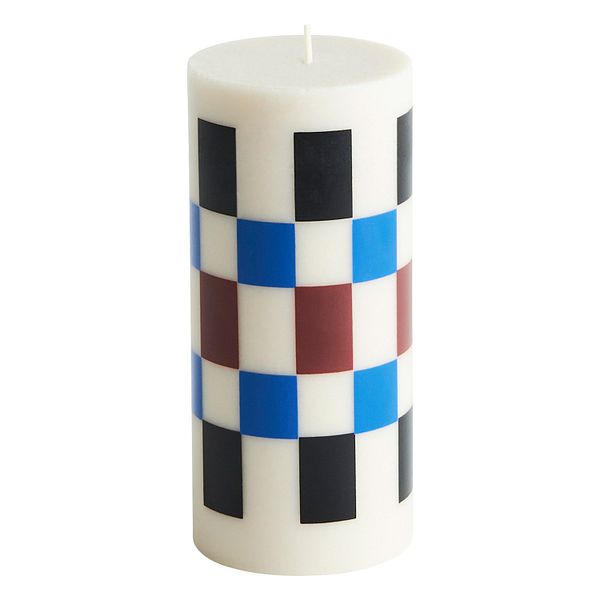Column candle, S, off-white - brown - black - blue