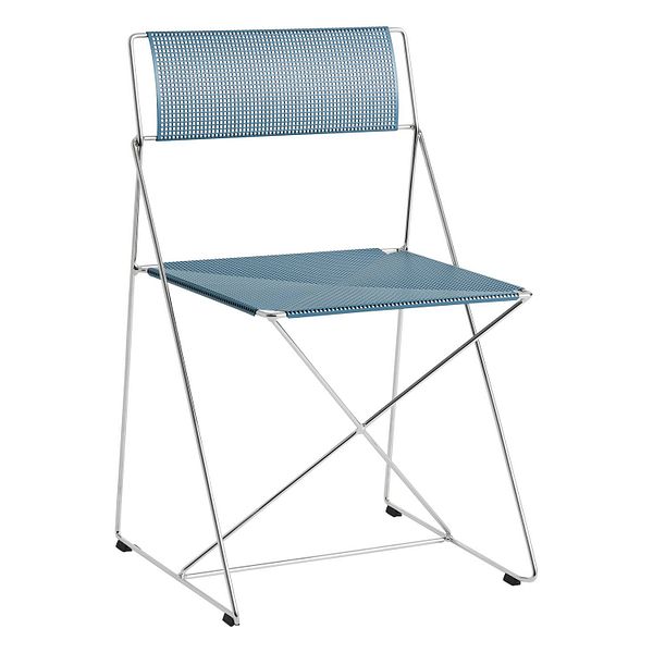 X-Line chair, indoor, chromed - powder blue