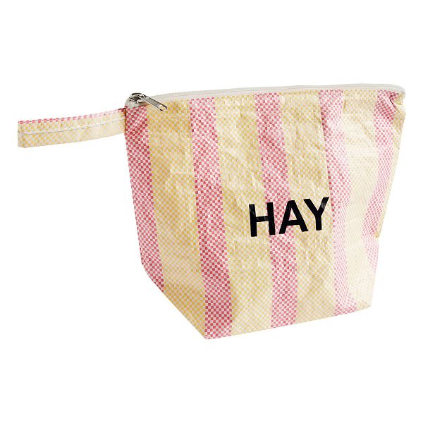Candy Stripe wash bag, M, red and yellow