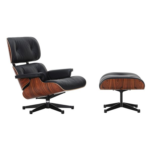 Eames Lounge Chair&Ottoman, new size, Santos palisander - Premium F nero