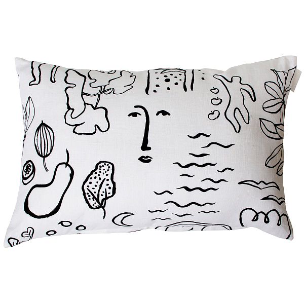 Onnenmaa cushion cover, 40 x 60 cm, white - black
