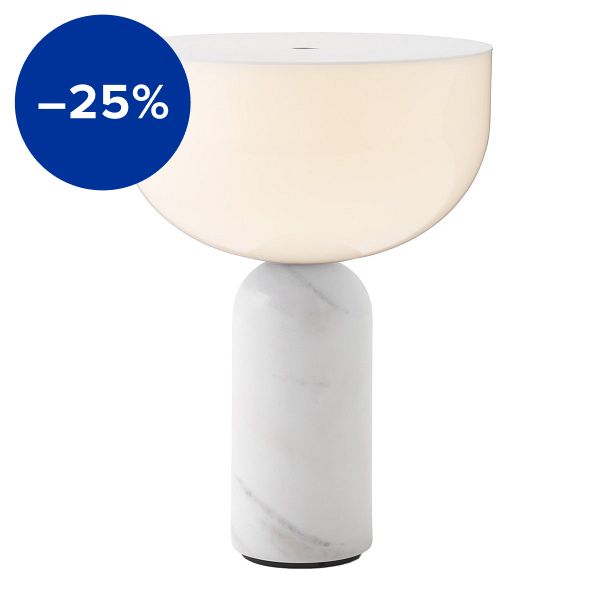 Kizu portable table lamp, white marble