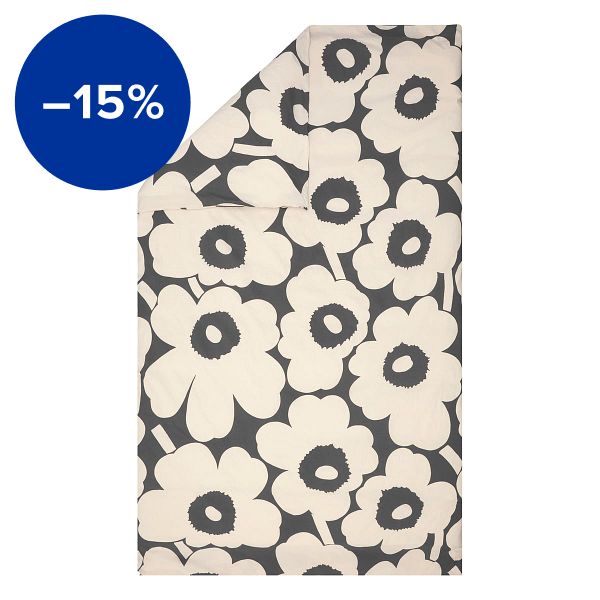 Unikko duvet cover, 150 x 210 cm, charcoal - off-white