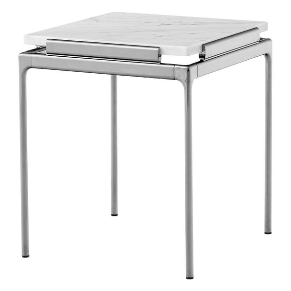 Sett LN11 side table, Bianco Carrara - dark chrome