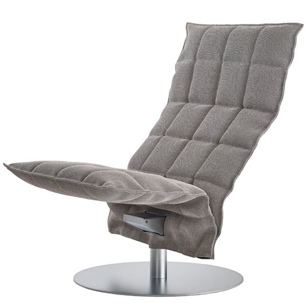 K chair, swivel base, narrow, stone/black