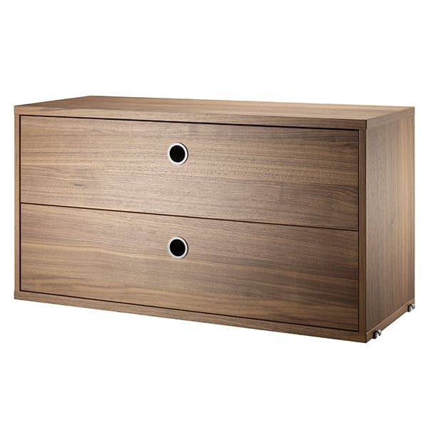String chest with 2 drawers, 78 x 30 cm, walnut