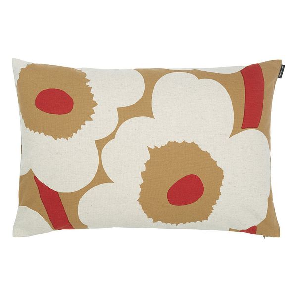 Unikko cushion cover, 40 x 60 cm, brown - linen - red