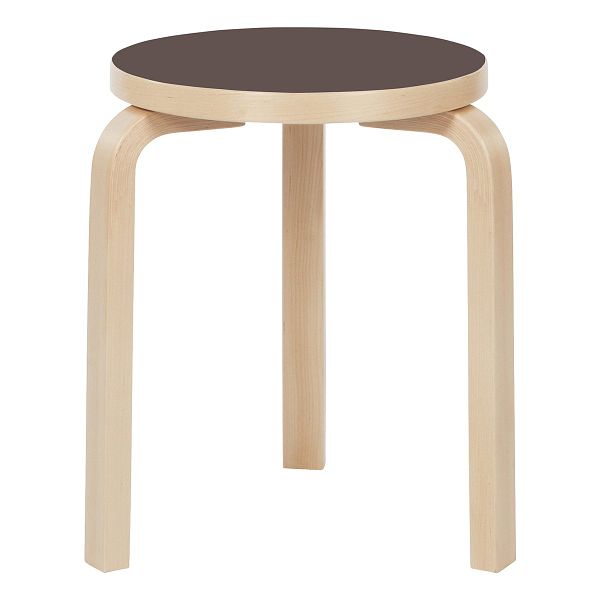 Aalto stool 60, mauve linoleum - birch
