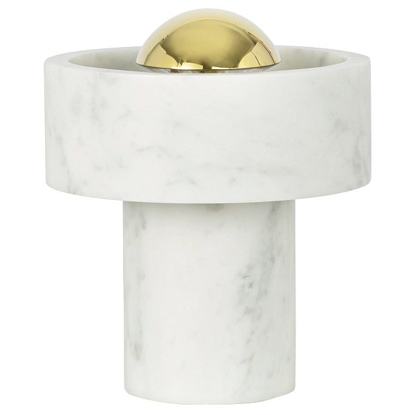 Stone portable LED table lamp, white marble