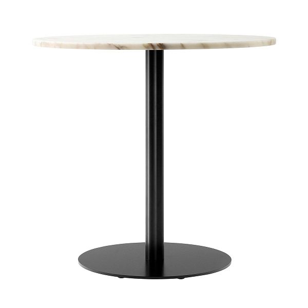 Harbour Column dining table, 80 cm, black base - Estremoz marble