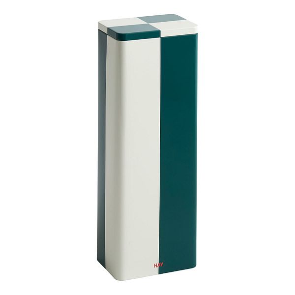 Tin container, slim, green - off-white