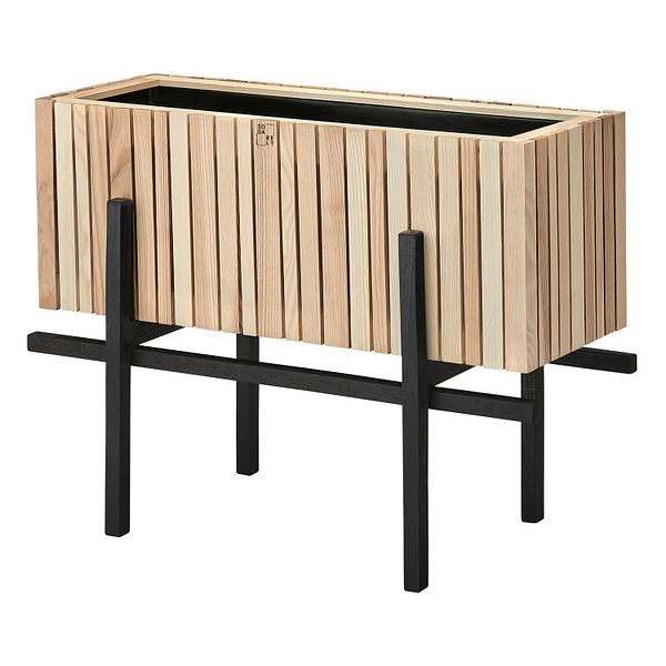 GrowWide planter with stand, black - oiled ash