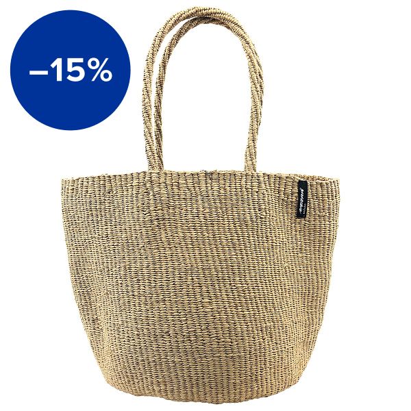 Kiondo shopper basket, M, woven handle, brown