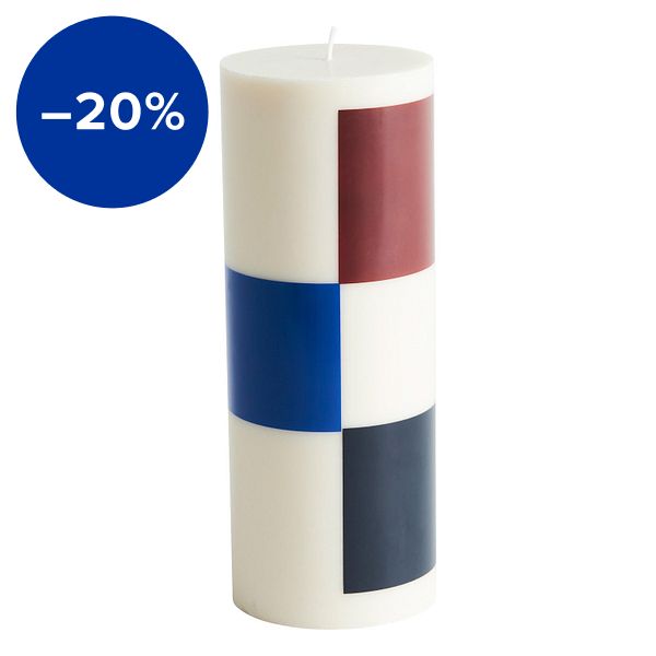 Column candle, L, off-white - brown - black - blue