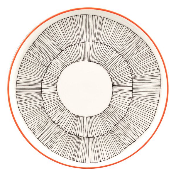 Oiva - Piastra Kukat puhkeavat, 20 cm, bianco - nero - arancione