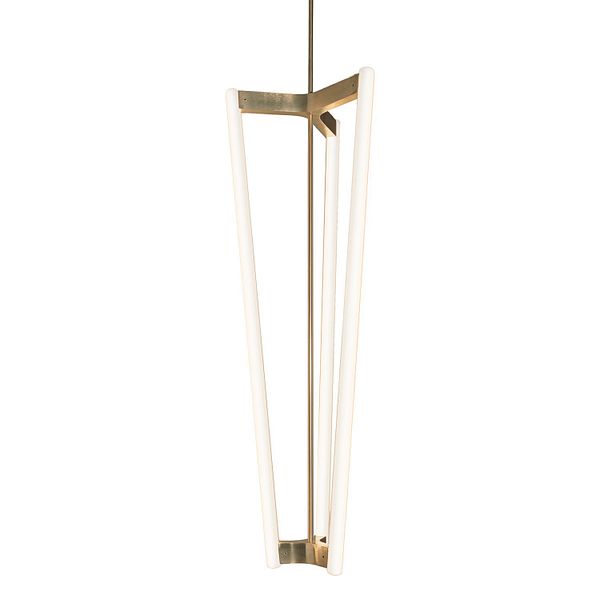 Tube chandelier, satin brass