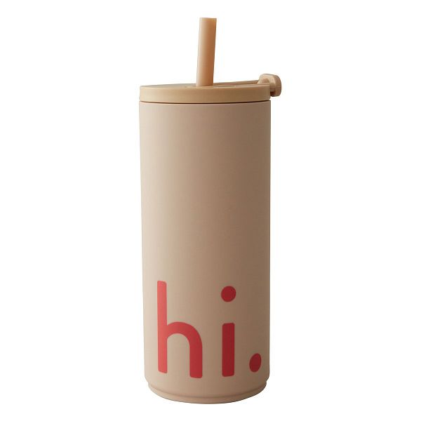 Travel cup with straw, 500 ml, beige