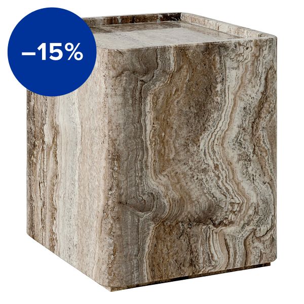 Pietra side table, 33 x 33 x 40 cm, sepia travertine