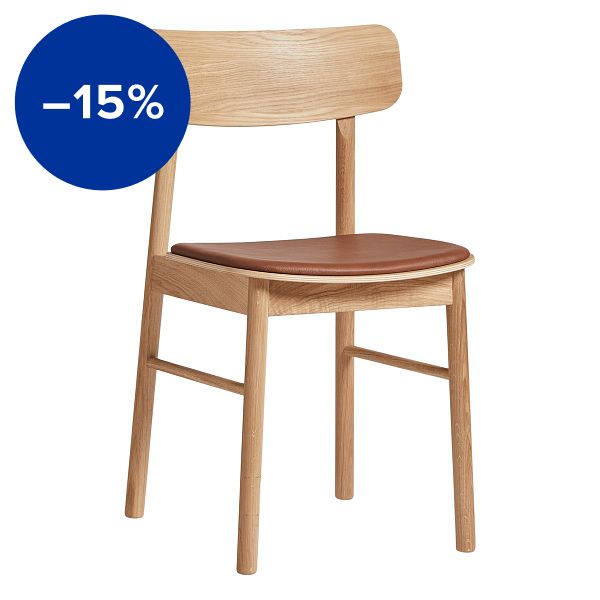 Soma dining chair, oiled oak - cognac leather