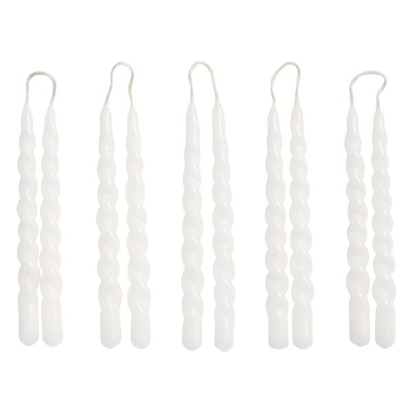 Mini Swirl candles, 10 pcs, white