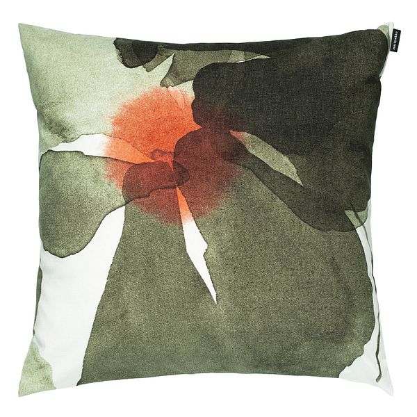 Valssi cushion cover, 50 x 50 cm, white - forest green - tomato