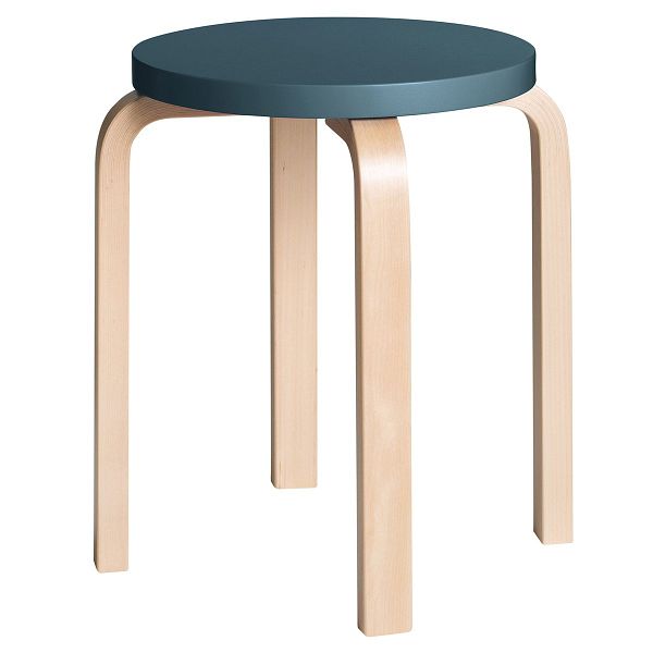 Aalto stool E60, blue - birch