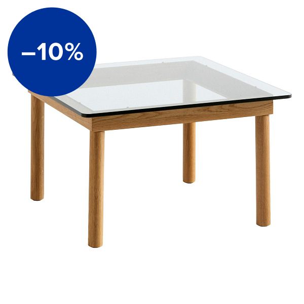 Kofi table 60 x 60 cm, lacquered oak - clear glass