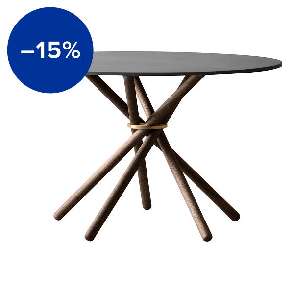 Hector dining table, 120 cm, dark concrete - dark oak