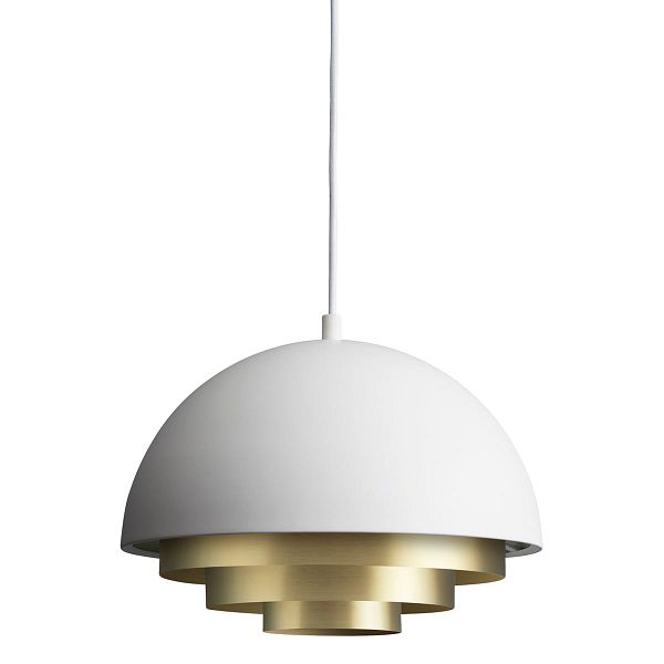 Milieu Colour Mini pendant, matt white - brass