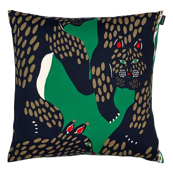 Pieni Ilves cushion cover, 50 x 50 cm, green- off-white-d.blue