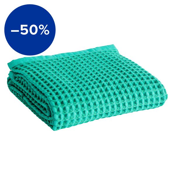 Waffle bath towel, emerald green