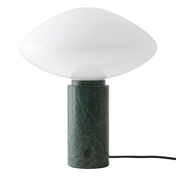 Mist table lamp AP17, Guatemala Verde marble - opal glass
