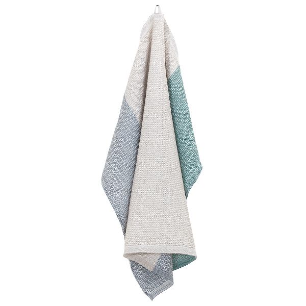 Terva giant towel, white - multi - linen - aspen green