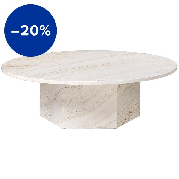 Epic coffee table, round, 110 cm, white travertine