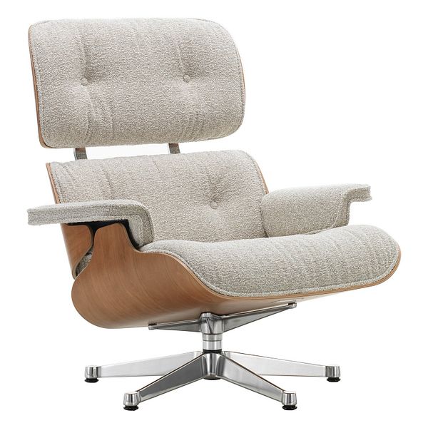 Eames Lounge Chair, new size, American cherry - Nubia cream/sand