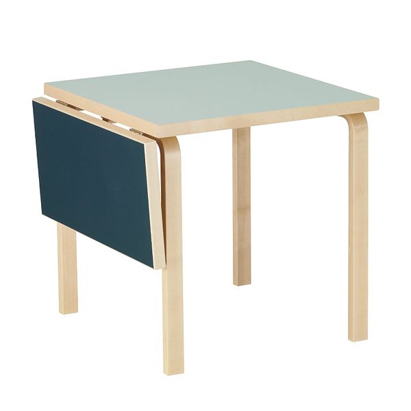 Aalto foldable table DL81C, birch -vapour/smokey blue linoleum