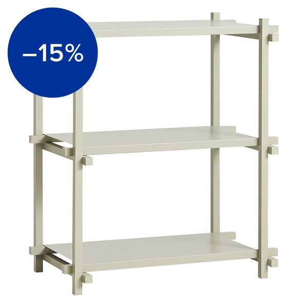 Woody Column 2.0 shelf, low, smokey grey beech - smokey grey steel