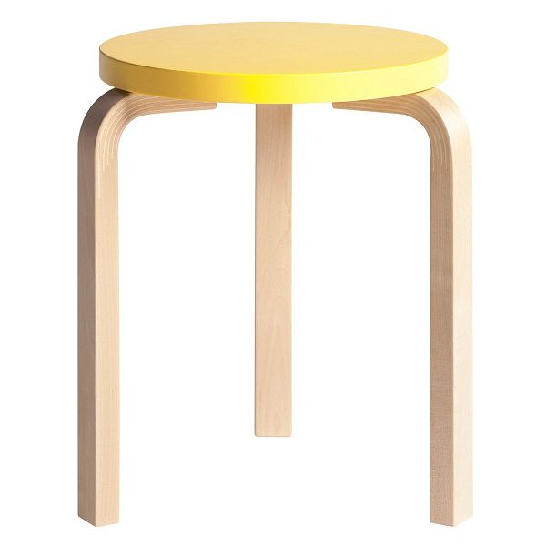 Aalto stool 60, yellow - birch