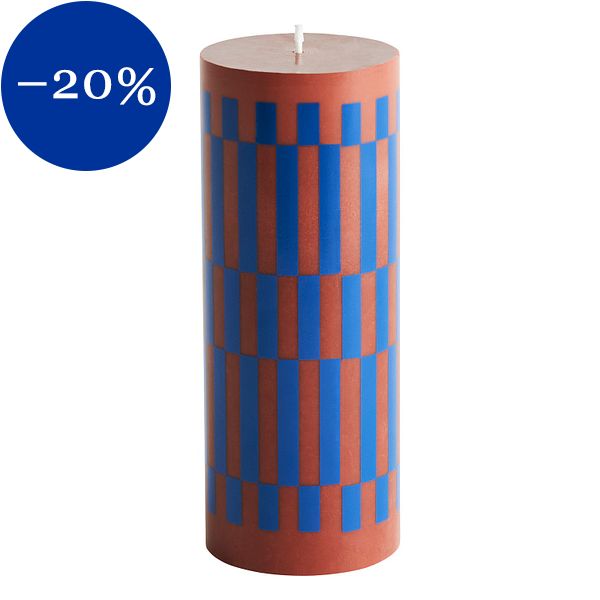 Column candle, M, brown - blue