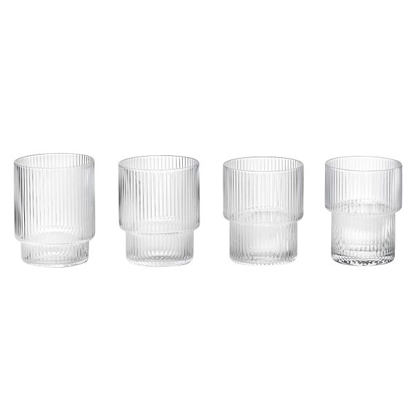 Ripple drinking glasses, 4 pcs, clear