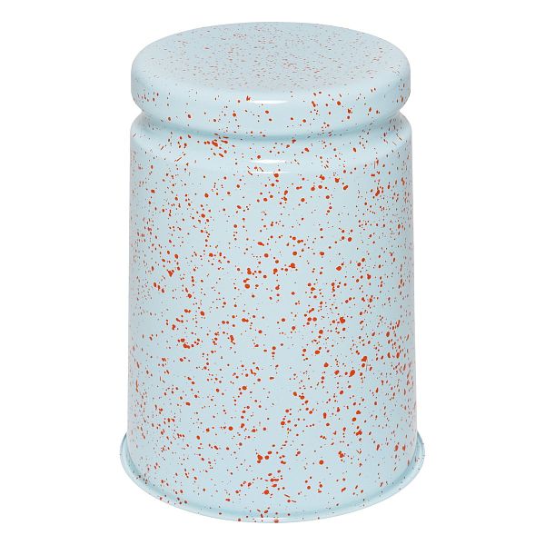 Last stool, light blue - orange splatter