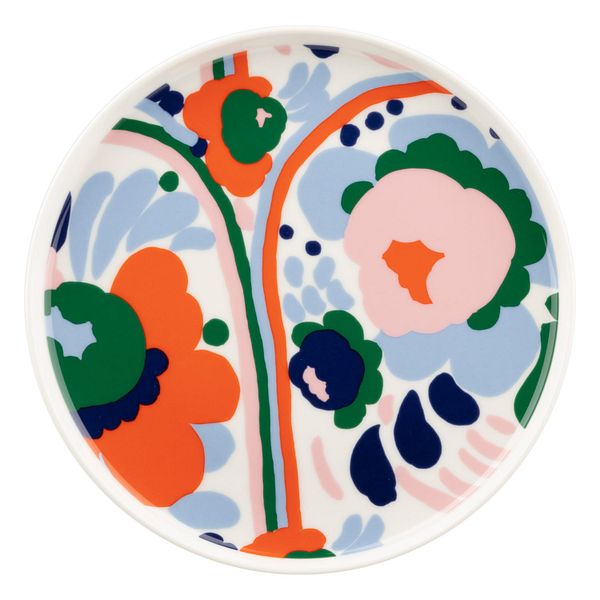 Oiva - Karuselli plate, 20 cm, white-dark blue-orange-pink